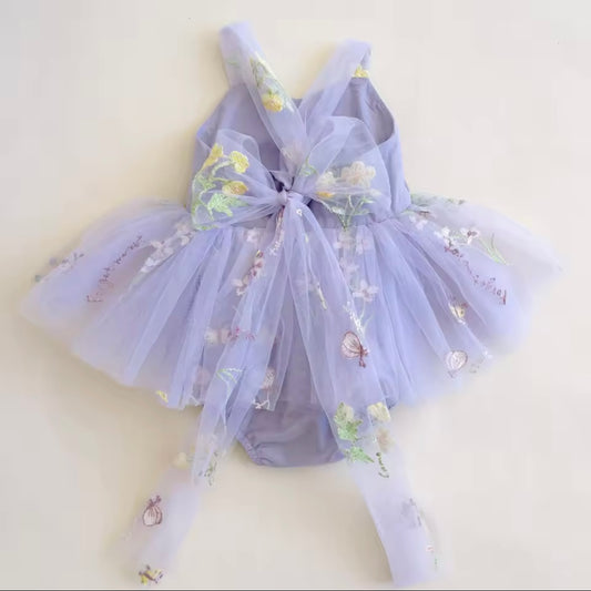 Lavender Garden Fairy Tulle Romper – Size 3–6M