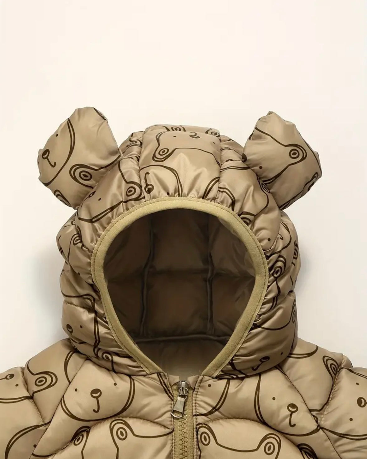 Baby Bear Hooded Puffer Jacket – Warm Winter Coat with Ears (Size 1–2 Years)