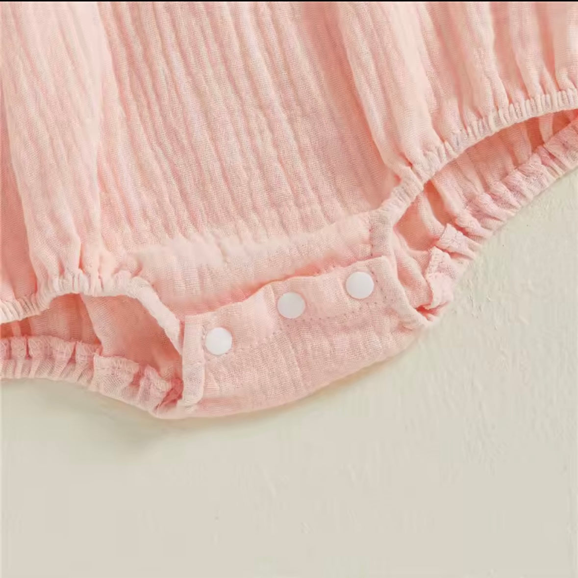 Pink Strawberry Collar Baby Romper – Soft Cotton Muslin | Size 0–3M