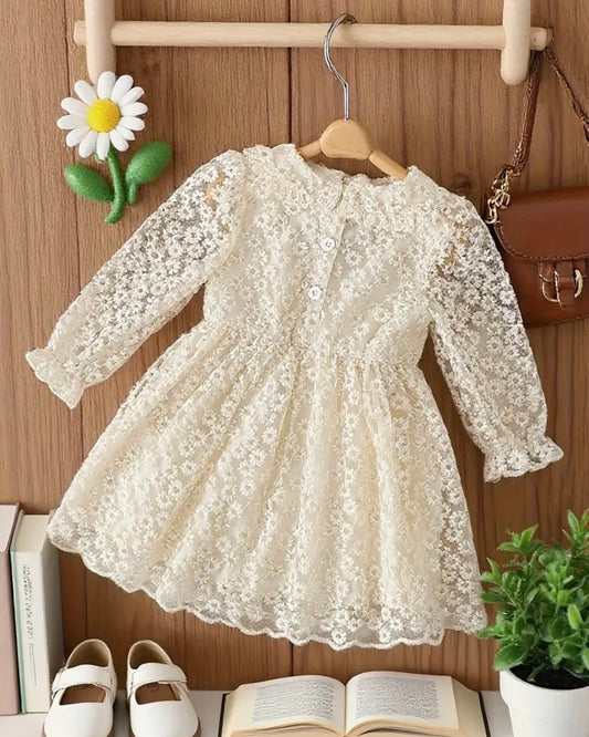 Ivory Daisy Lace Dress – Sizes 18-24m & 2–3Y 🤍🌼