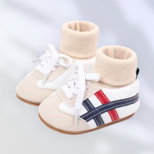 Non-Slip Baby Sneakers with TPR Soles – Soft Sock Ankle Shoes (0–6M)