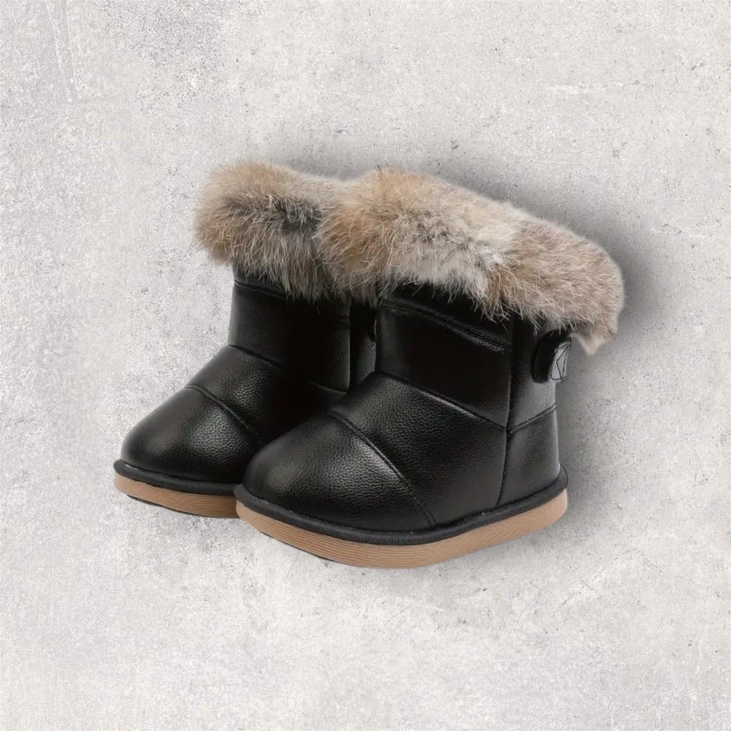 Black Faux Fur Winter Boots – Luxury Kids Snow Boots (US 10.5 Little Kid)