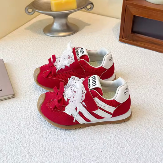 🔥 Red & White Toddler Sneakers with Lace Laces – Size EU 27 / US 10 Kids