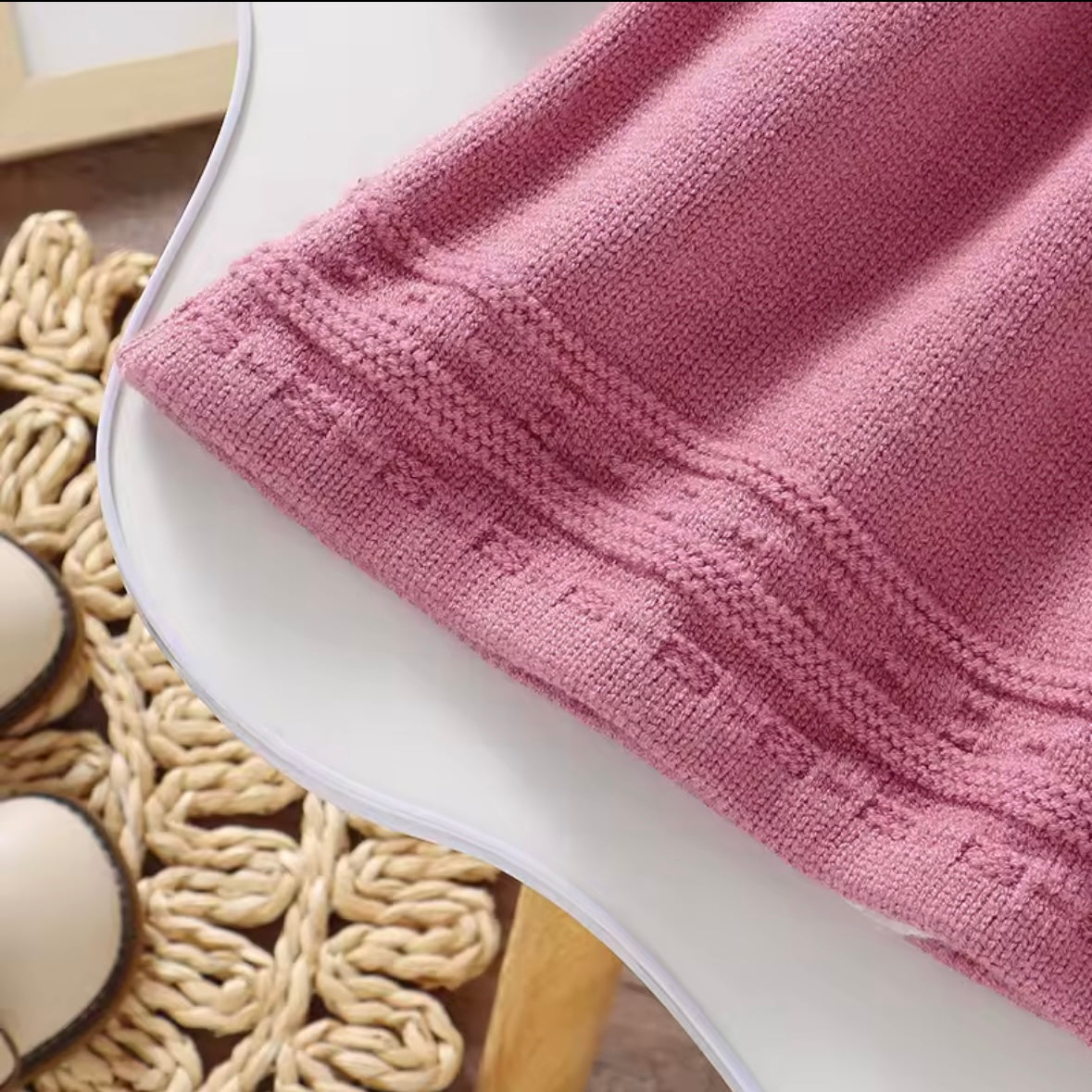 Luxury Knit Baby Sweater Dress • Dusty Rose Cable Knit • Soft Winter Dress • Size 9–12 Months • Holiday Photo Outfit • Adorable & High Quality