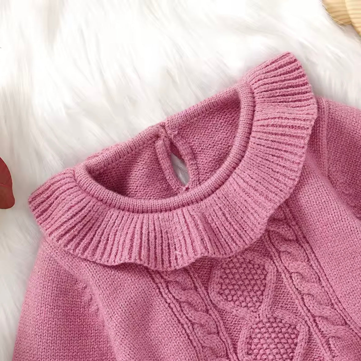 Luxury Knit Baby Sweater Dress • Dusty Rose Cable Knit • Soft Winter Dress • Size 9–12 Months • Holiday Photo Outfit • Adorable & High Quality