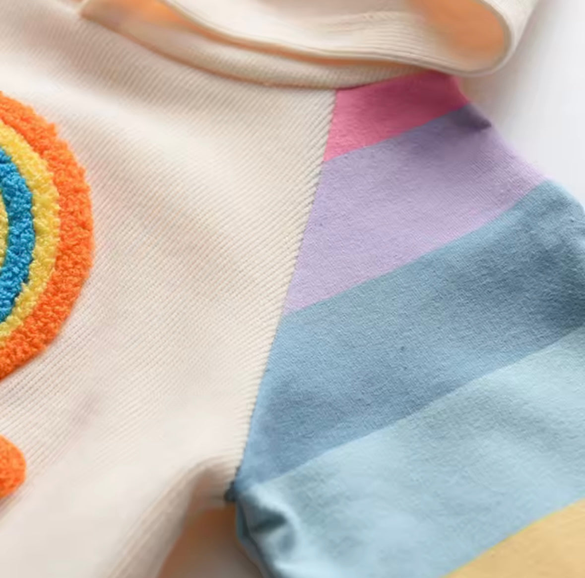 Rainbow Magic Hoodie Dress – Toddler & Girl’s Ruffle Hem Pullover with Colorful Sleeves