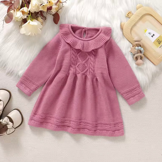 Luxury Knit Baby Sweater Dress • Dusty Rose Cable Knit • Soft Winter Dress • Size 9–12 Months • Holiday Photo Outfit • Adorable & High Quality