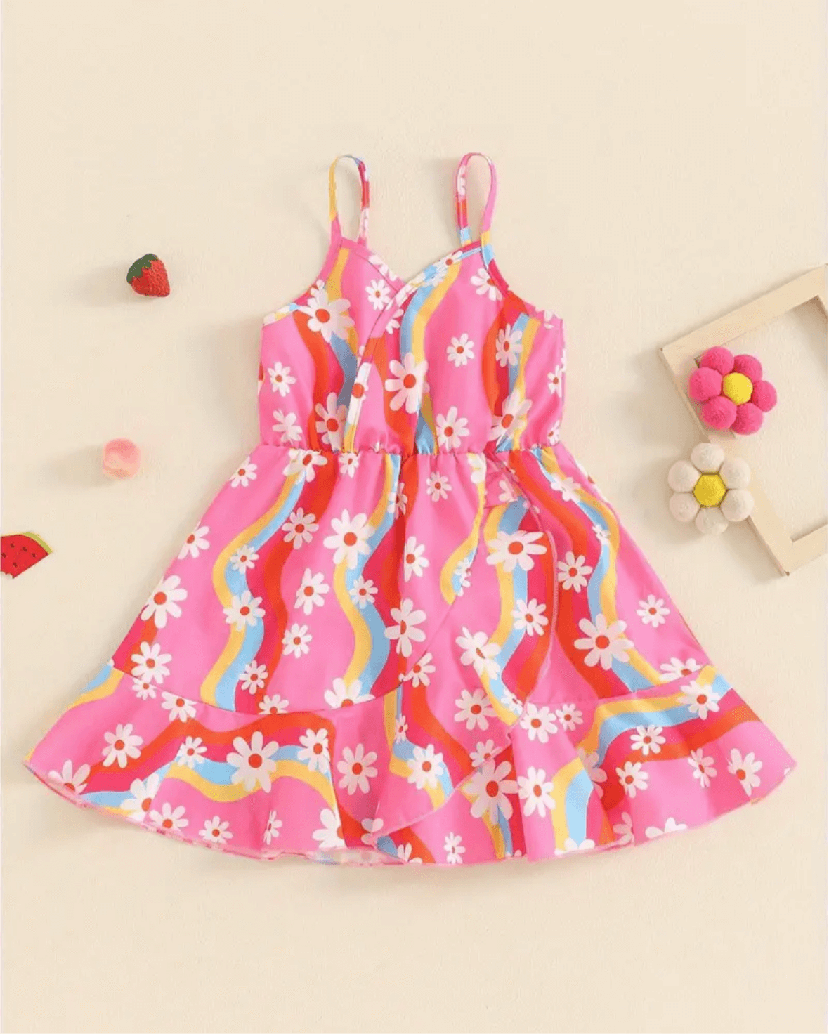 Rainbow Daisy Dreams Dress – Girl’s Pink Sundress