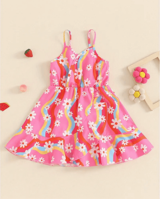Rainbow Daisy Dreams Dress – Girl’s Pink Sundress