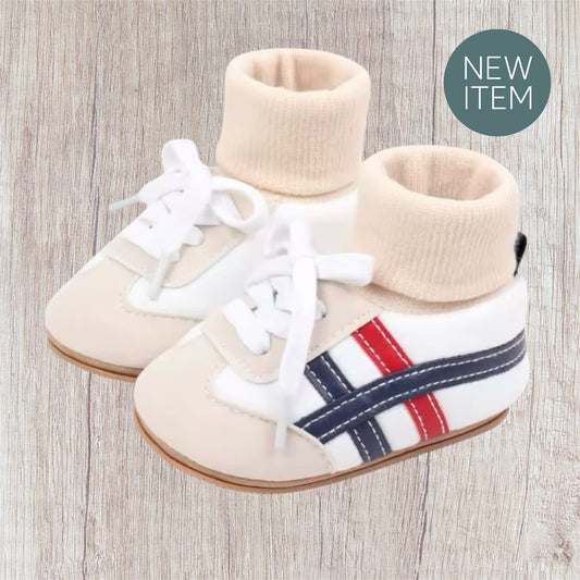 Non-Slip Baby Sneakers with TPR Soles – Soft Sock Ankle Shoes (0–6M)