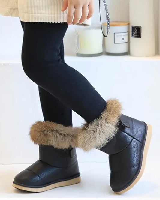 Black Faux Fur Winter Boots – Luxury Kids Snow Boots (US 10.5 Little Kid)
