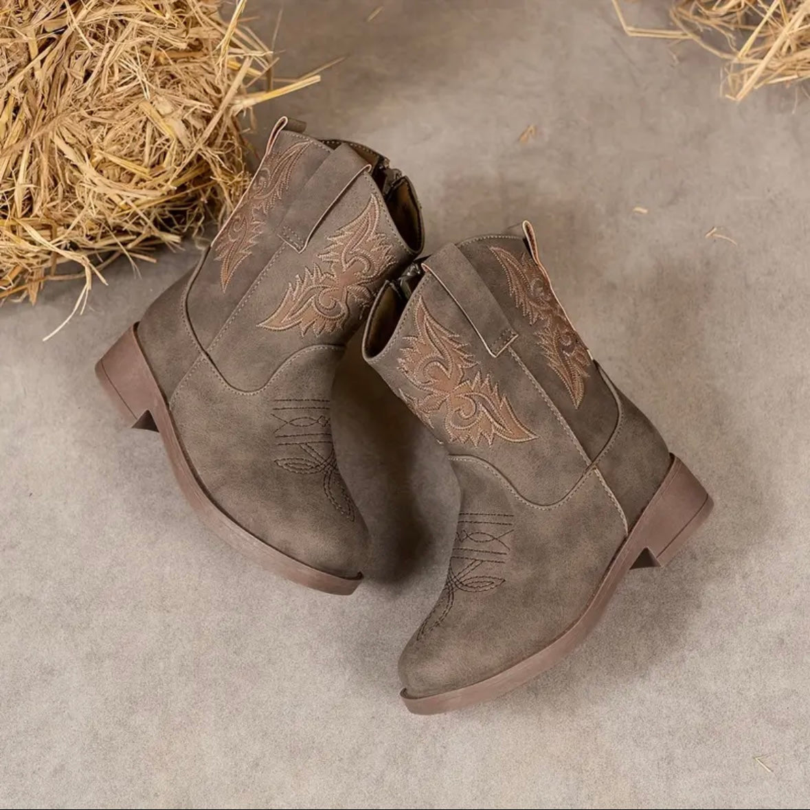 🤠 Kids’ Western Cowboy Boots with Embroidery – US Size 10