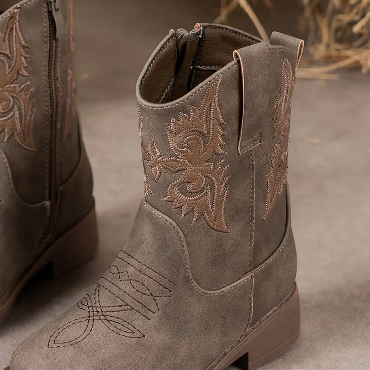 🤠 Kids’ Western Cowboy Boots with Embroidery – US Size 10