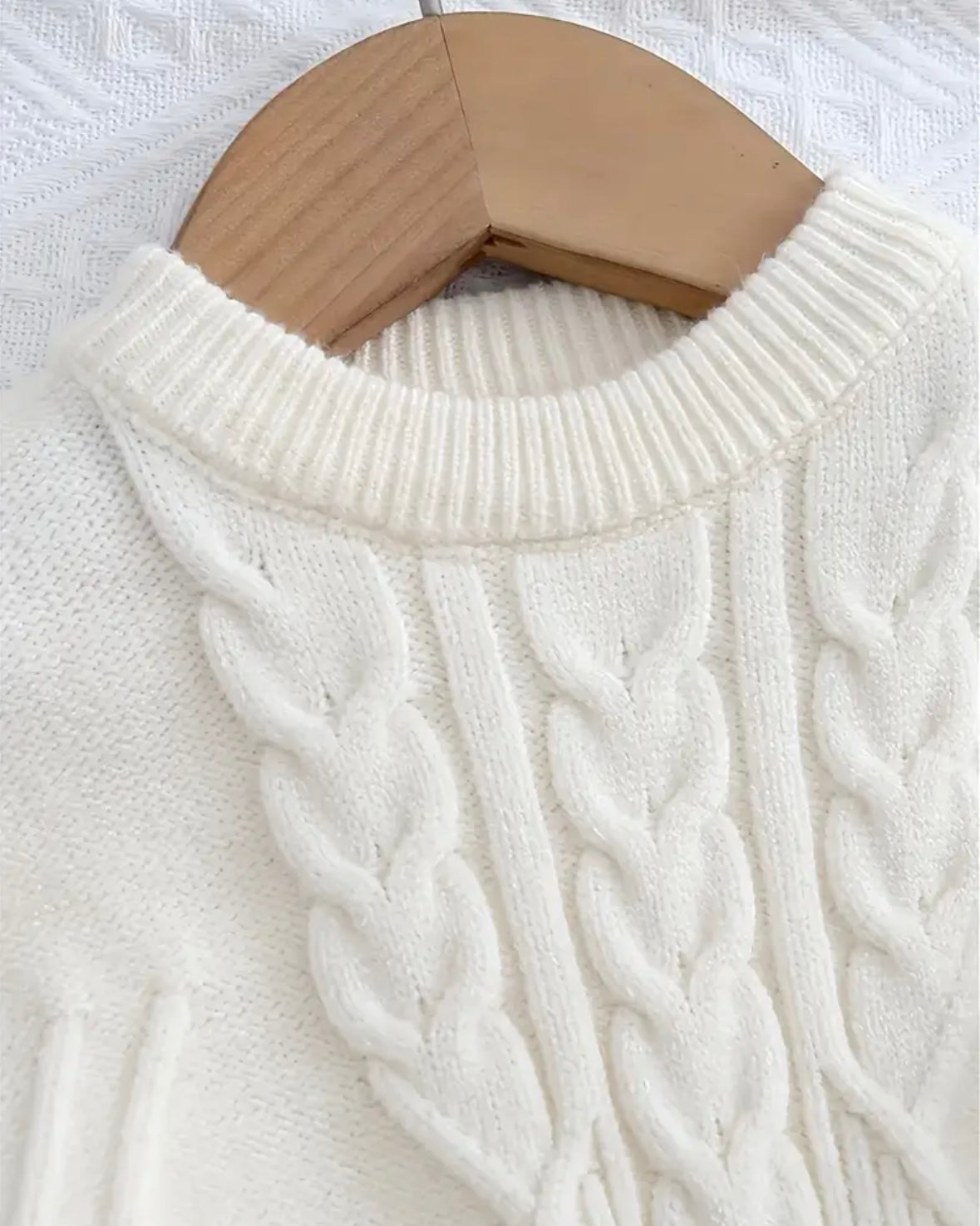 Ivory Knit Tulle Dress – Size 2T | Cable Knit Sweater Dress with Layered Skirt