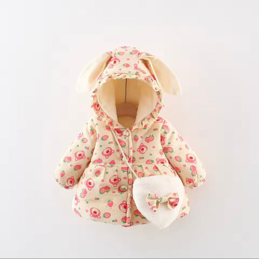 Cream Bunny Ear Winter Coat with Heart Bag | Adorable Toddler Jacket | Soft Warm Baby Girl Outfit | Perfect Holiday Gift | Ella🫶’s World