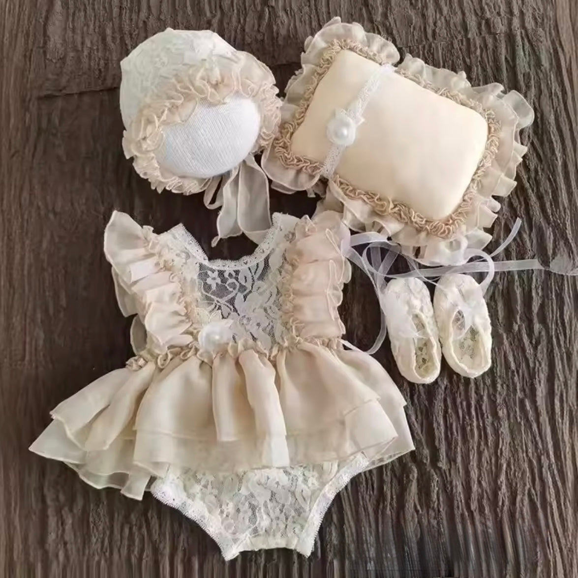Newborn Photography Outfit • Lace Romper Set • Baby Girl Photoshoot Prop • Baptism Christening Outfit • Newborn Photo Prop Set • Coming Home Outfit