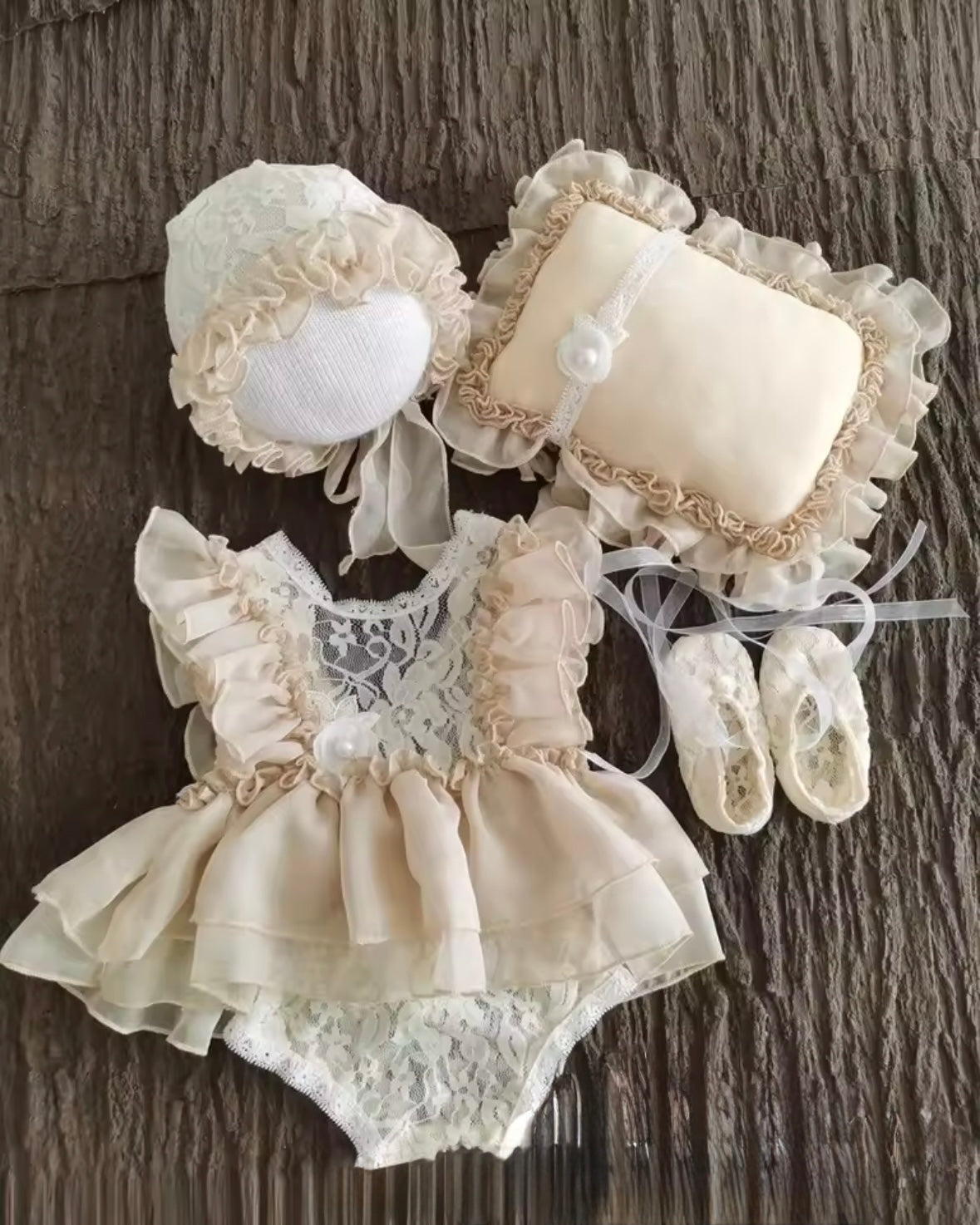 Newborn Photography Outfit • Lace Romper Set • Baby Girl Photoshoot Prop • Baptism Christening Outfit • Newborn Photo Prop Set • Coming Home Outfit