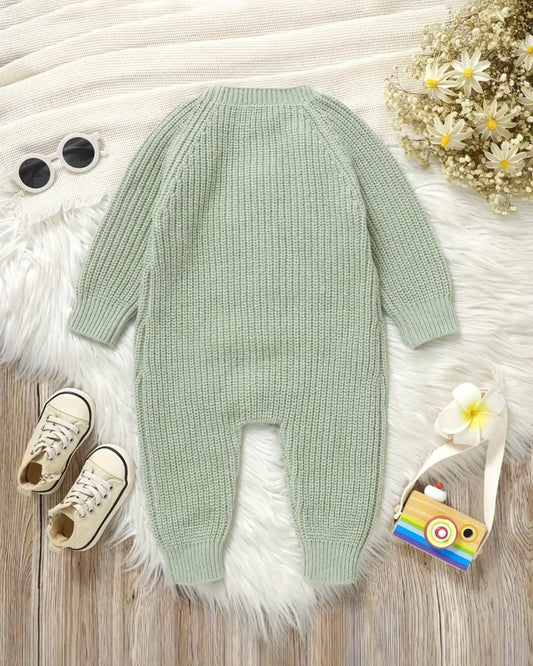 Baby Hedgehog Knit Romper • 0-3 Months • Soft Warm Winter Outfit • Neutral Baby Shower Gift • Newborn Photo Outfit • Baby Knitted Jumpsuit