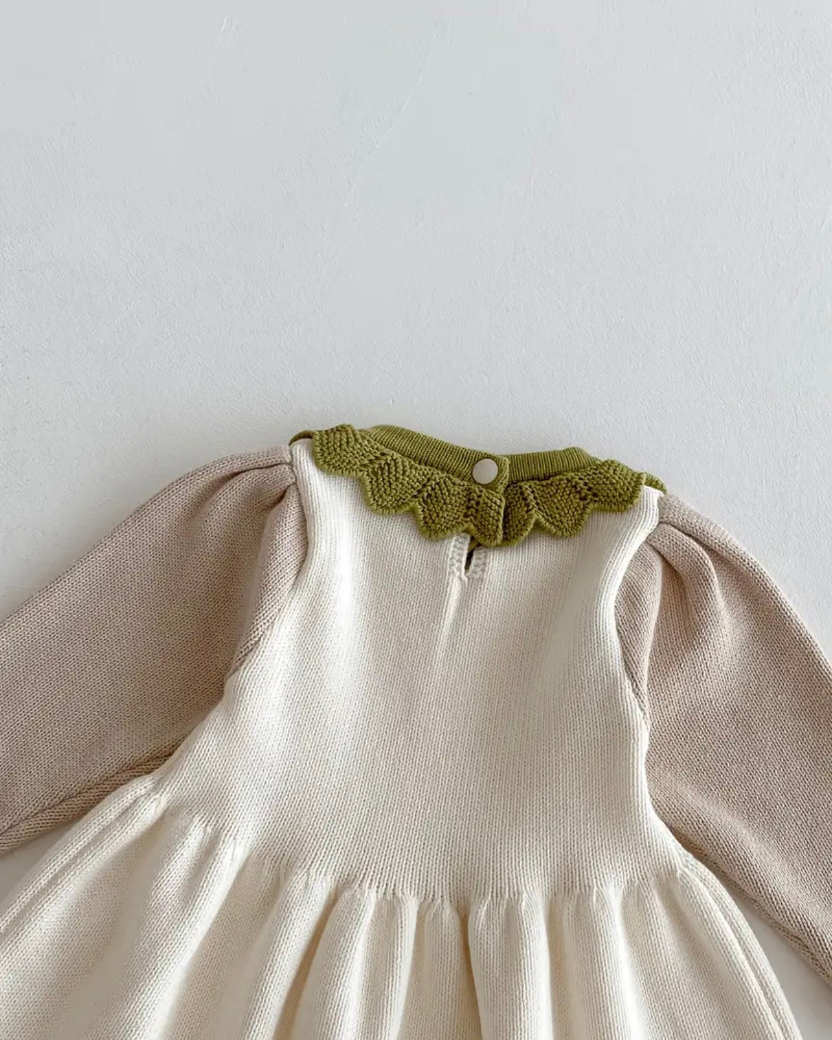 Knitted Baby Dress with Lace Trim • Soft Cream Sweater Dress • Long Sleeve Fall/Winter Outfit • Adorable Photo Outfit • Perfect Gift • 1–2Y