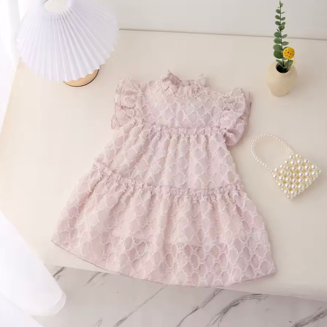 Baby Girl Pink Lace Dress 12 Months Toddler Ruffle Sleeve Special Occasion Dress Birthday Outfit Cake Smash Dress Photo Shoot Dress