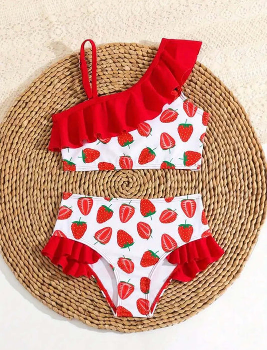 Strawberry Sweetheart Ruffle Bikini – Toddler Girl’s 2-Piece Swimsuit