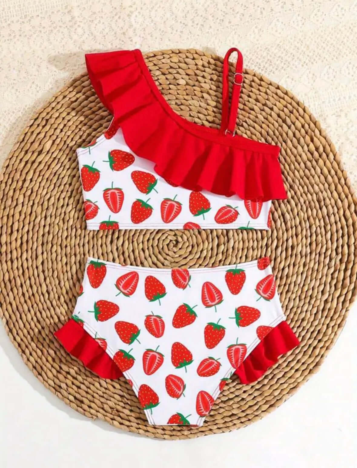 Strawberry Sweetheart Ruffle Bikini – Toddler Girl’s 2-Piece Swimsuit