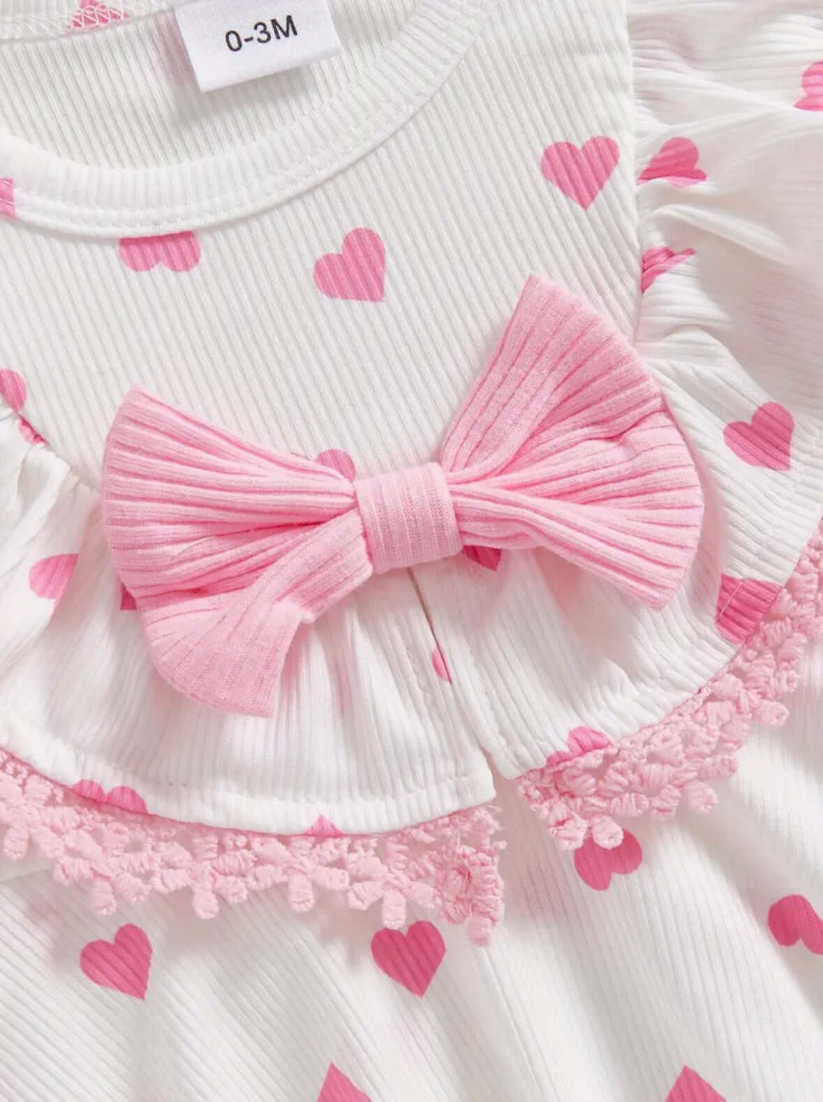 Sweetheart Baby Girl Dress Set – Pink Ruffle Top & Heart Bloomers with Bow Headband