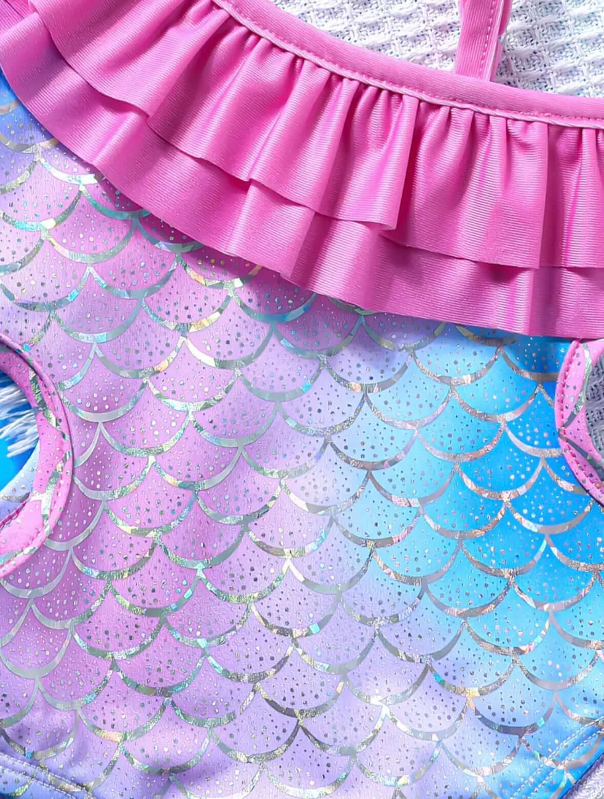 Magical Mermaid One-Shoulder Swimsuit – Pink & Purple Sparkle Scales