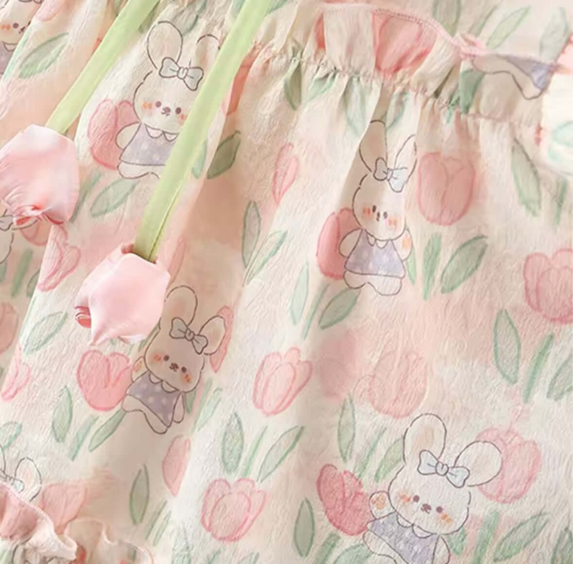 Pastel Tulip Bunny Dress for Toddlers – Ruffle & Bow Detail