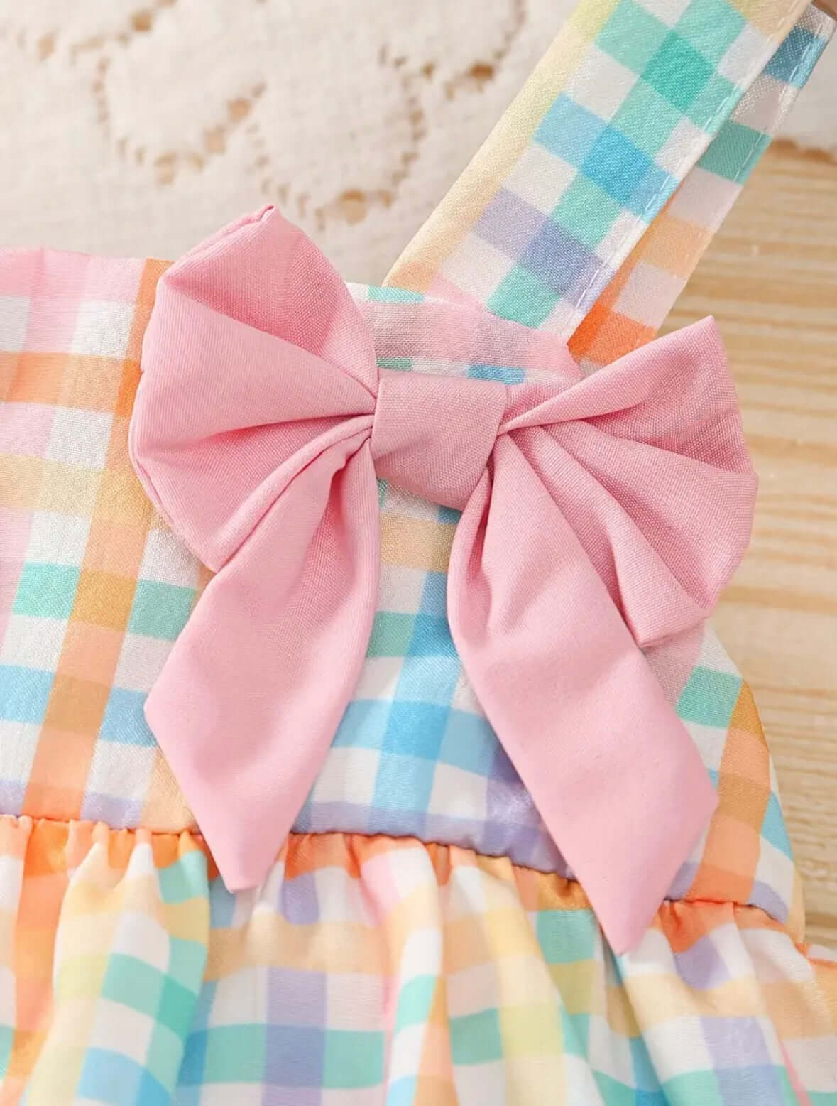 Pastel Rainbow Gingham Ruffle Dress – Baby Girl