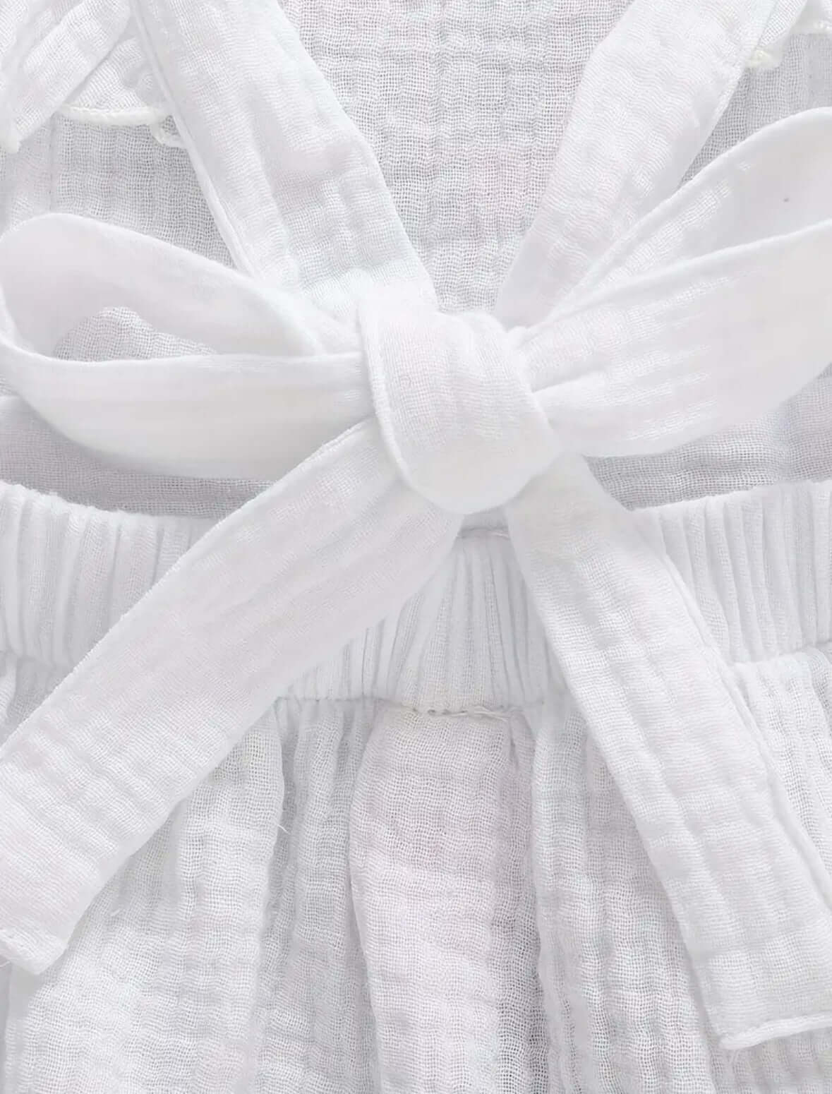 White Ruffle Baby Romper with Floral Embroidery (3-6M)