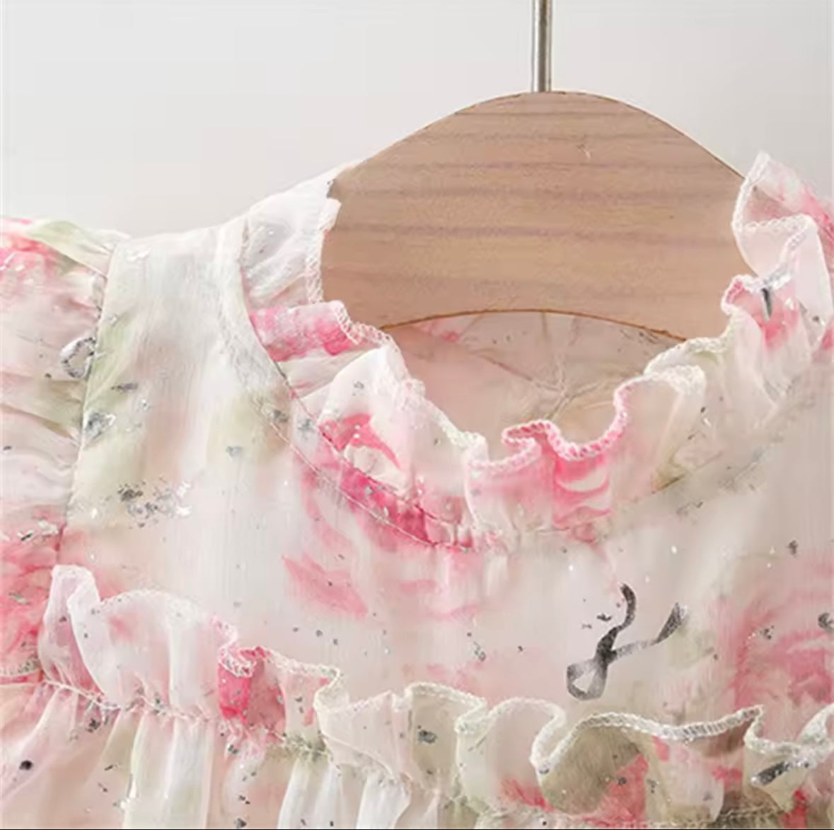 Pink Rose Ruffle Baby Dress & Hat Set