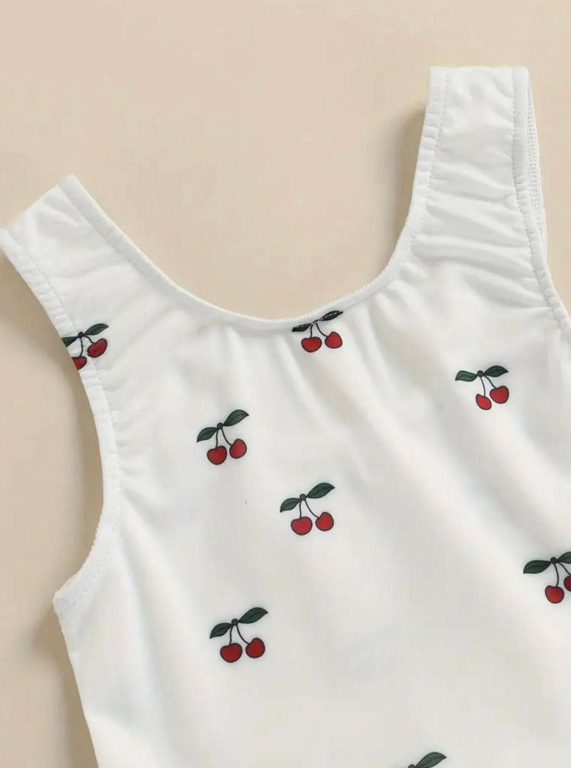Cherry Sweetheart Baby Girl Swimsuit – White One-Piece with Ruffle Peplum