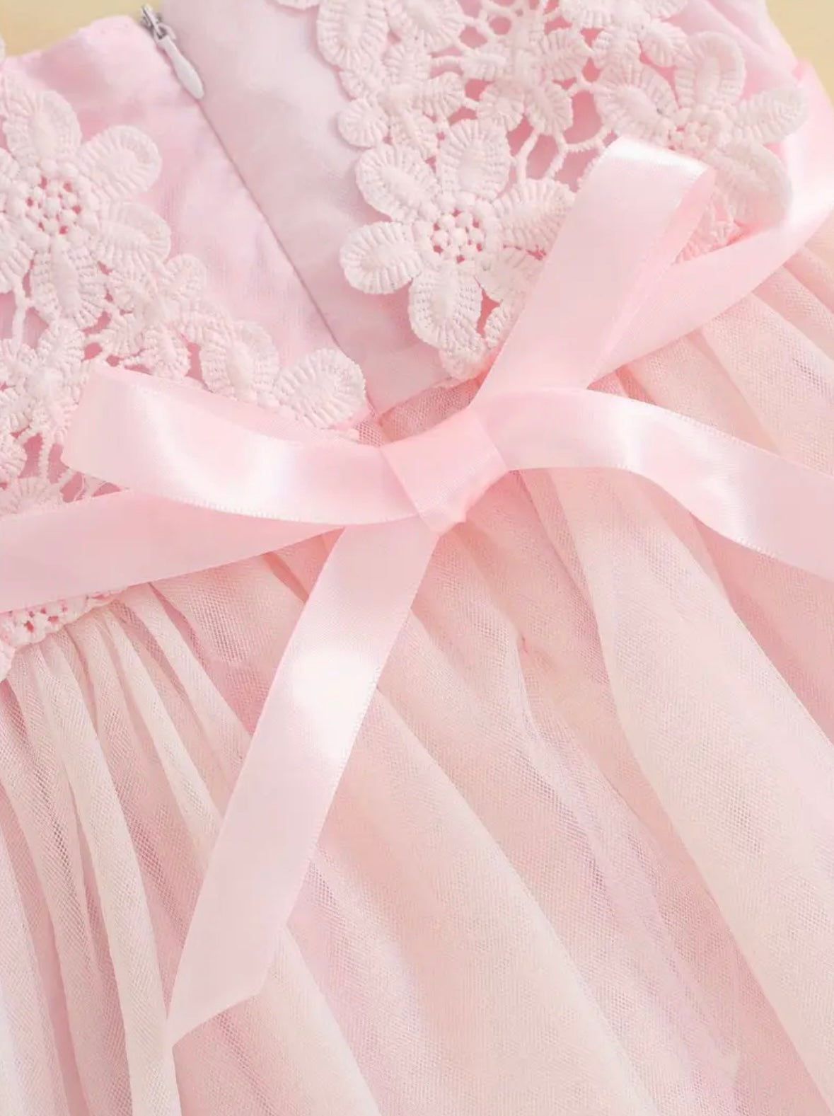 🌸 Pink Lace Blossom Tulle Dress 🌸