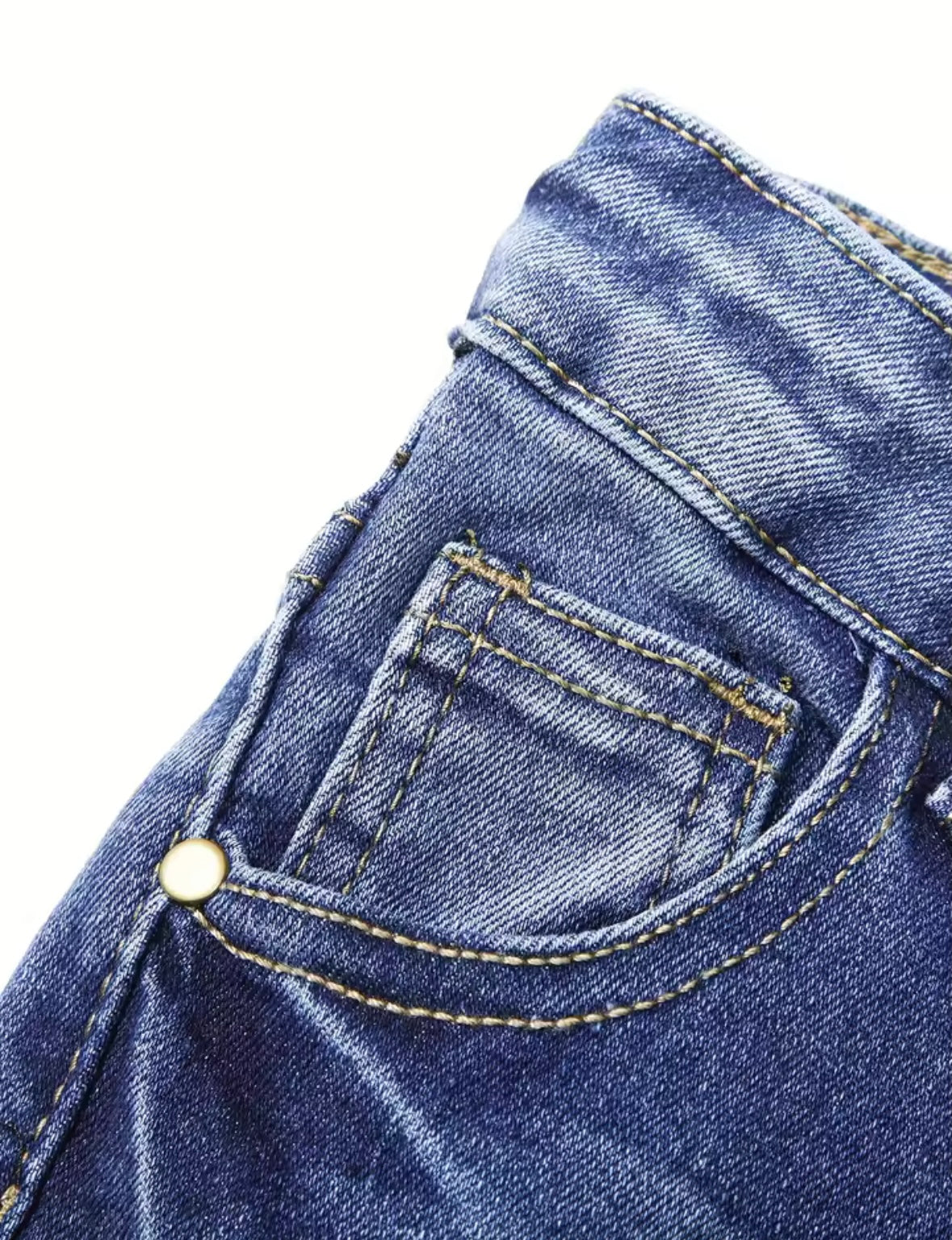 Trendy Distressed Kids’ Blue Jeans – Rolled Cuffs, Soft Denim, Unisex Style
