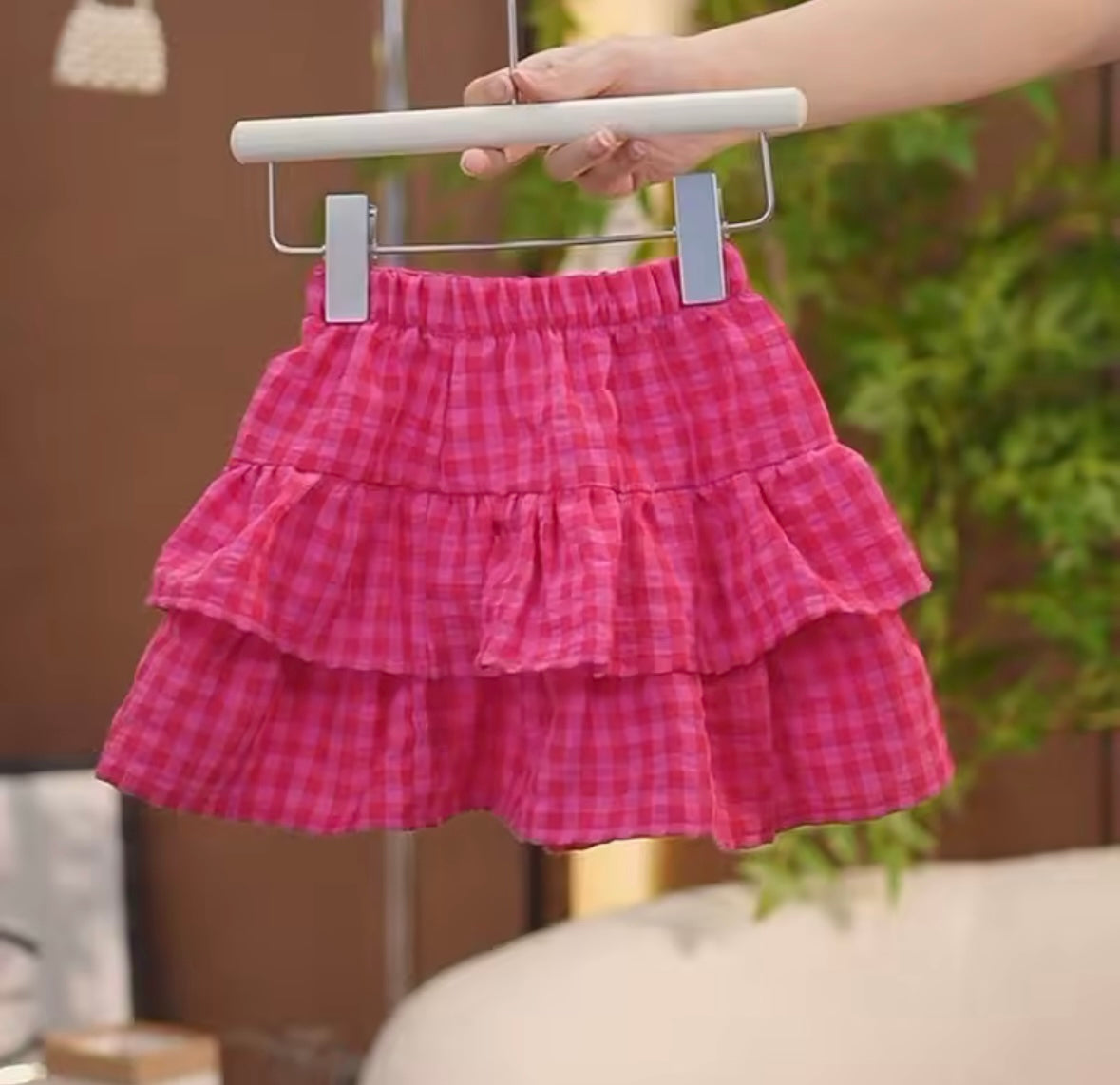 Pink Gingham Ruffle Skirt & Bow Top Set – Baby & Toddler Girl Outfit