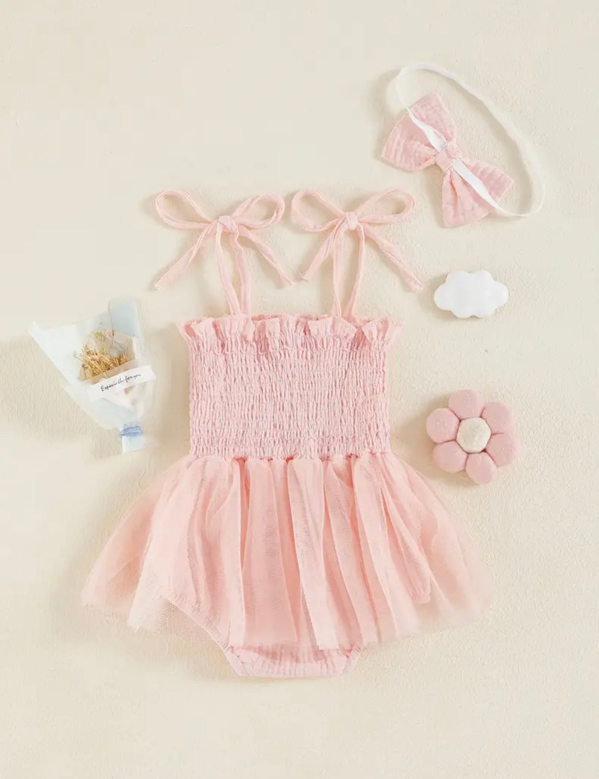 Blush Pink Baby Girl Tutu Romper