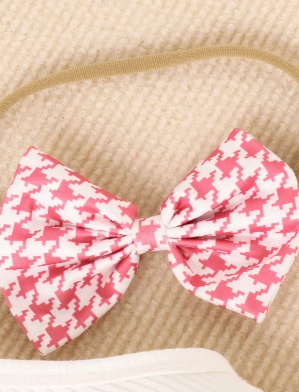 Pink Houndstooth Heart 3-Piece Baby Girl Outfit Set