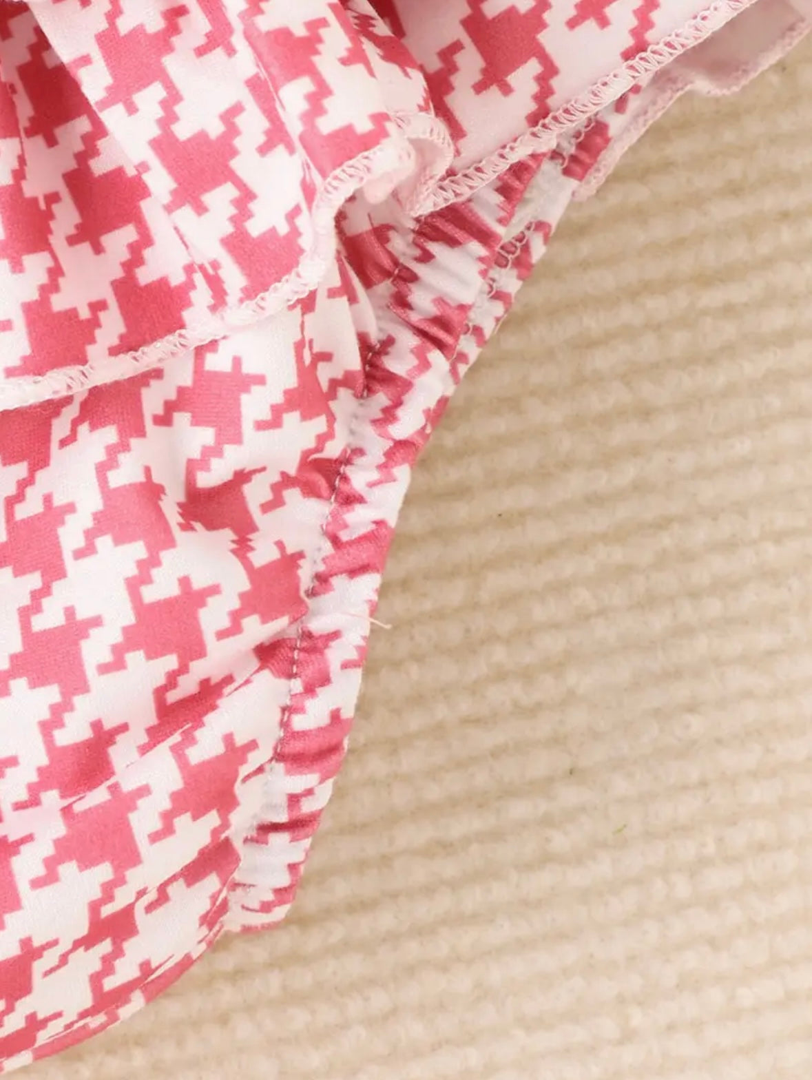 Pink Houndstooth Heart 3-Piece Baby Girl Outfit Set
