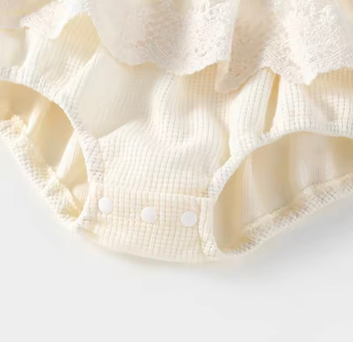 Cream Lace Baby Girl Romper Dress – Elegant Vintage Style