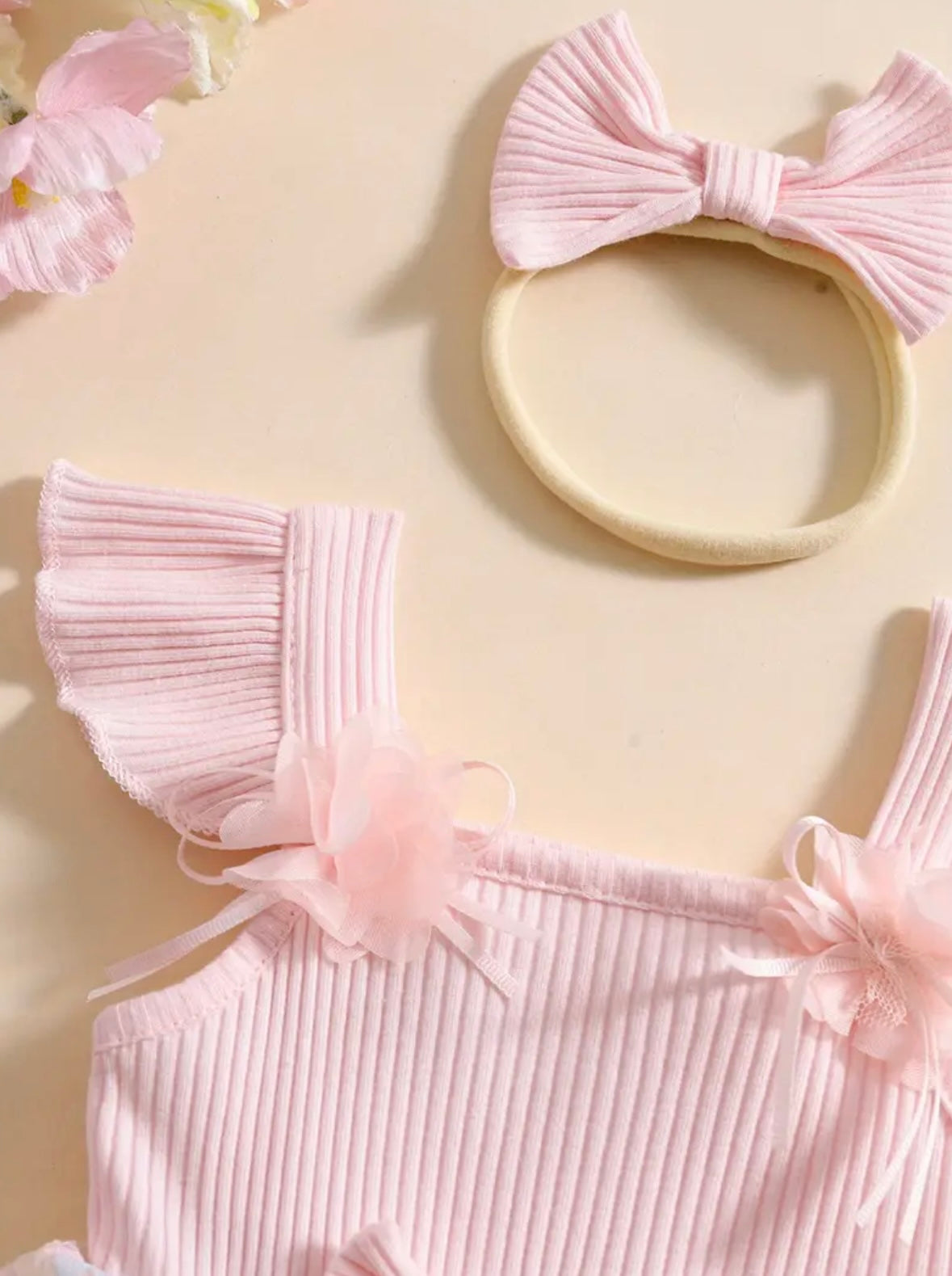 🌸 Baby Girl Pink Tulle Romper Dress Set