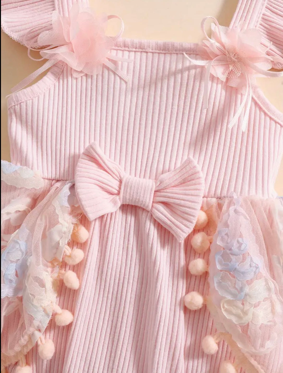 🌸 Baby Girl Pink Tulle Romper Dress Set
