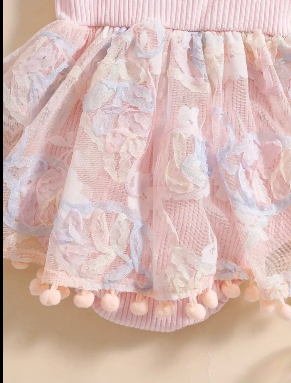 🌸 Baby Girl Pink Tulle Romper Dress Set