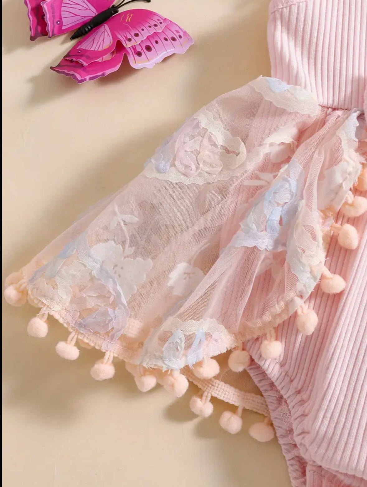 🌸 Baby Girl Pink Tulle Romper Dress Set