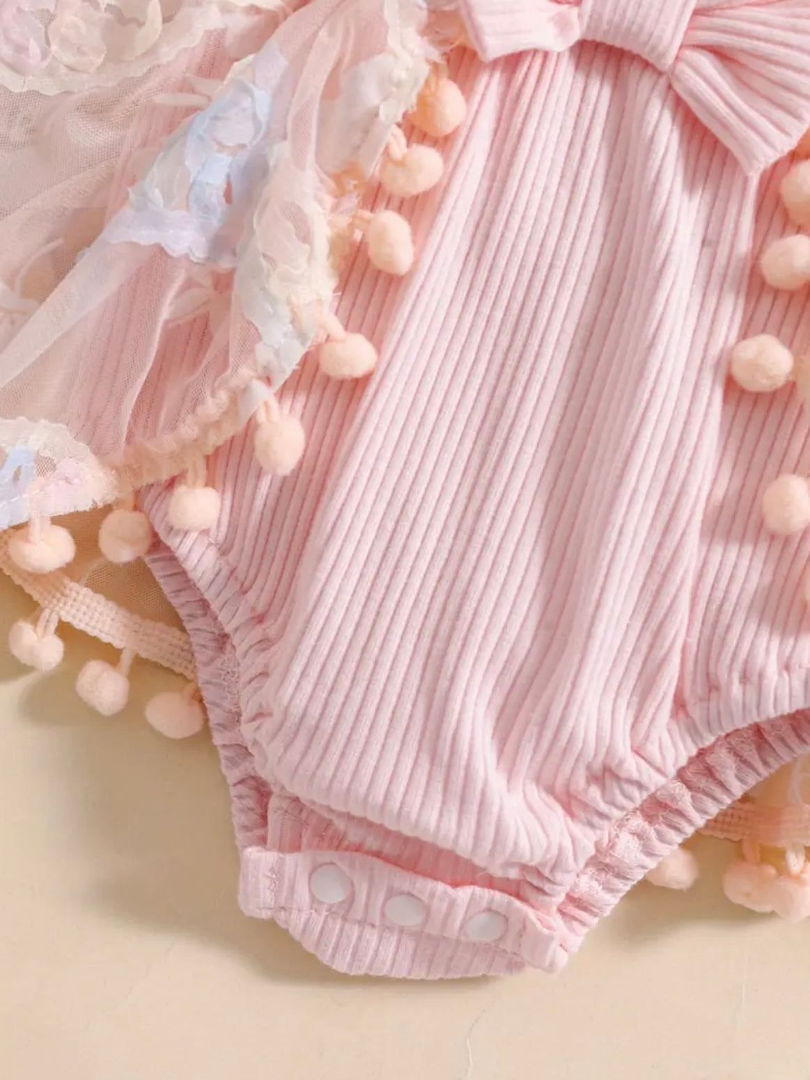 🌸 Baby Girl Pink Tulle Romper Dress Set