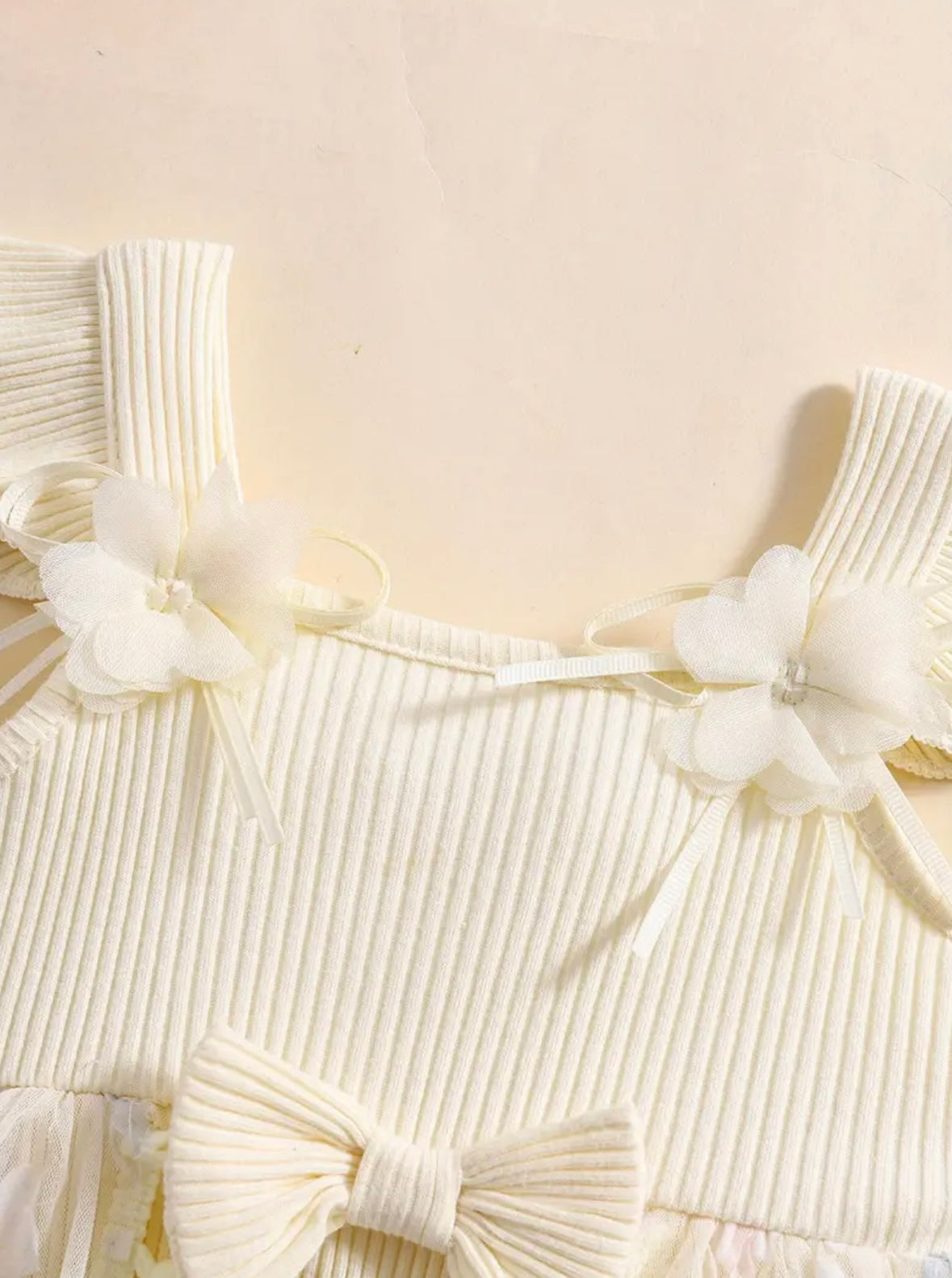 Baby Girl cream  Tulle Romper Dress Set