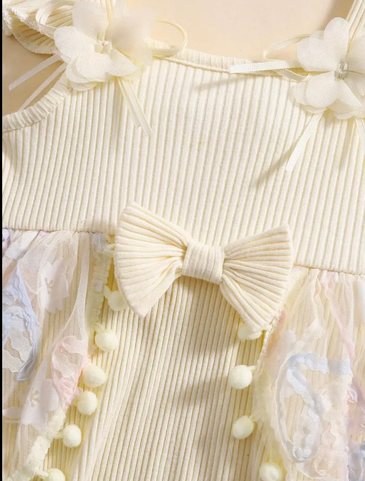 Baby Girl cream  Tulle Romper Dress Set