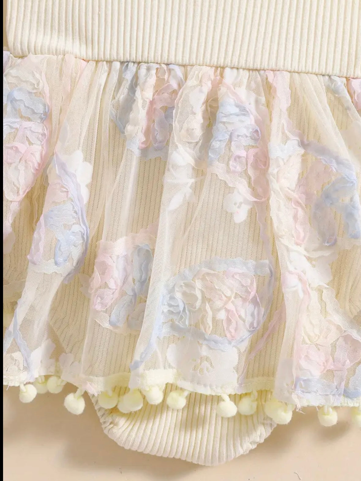 Baby Girl cream  Tulle Romper Dress Set