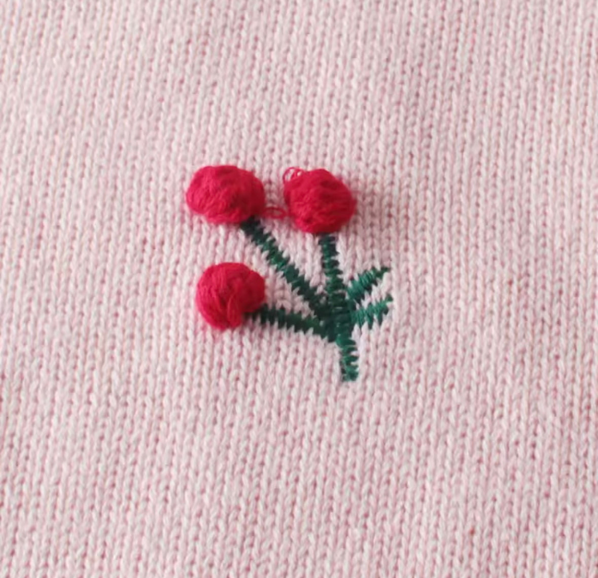 🍒 Cherry Knit Dreams Baby Romper