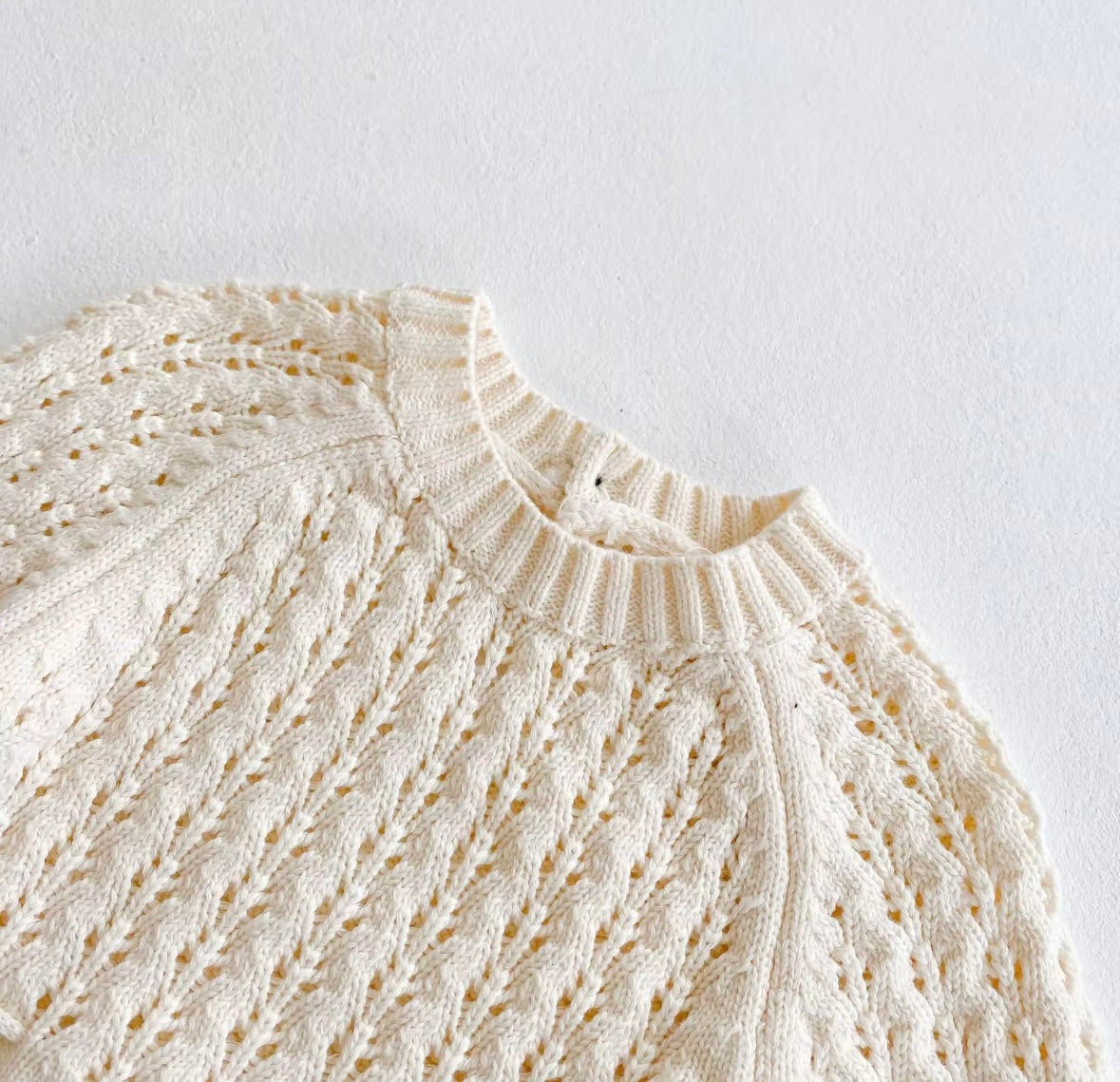 Cozy Cream Knit Baby Romper – Long Sleeve